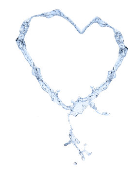 Water heart isolated on white background