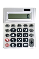 gray calculator with black keys