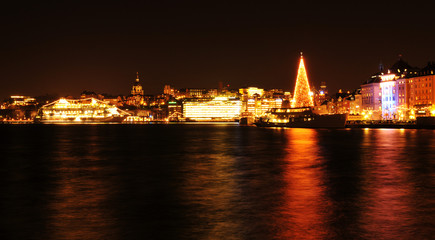 Fototapeta na wymiar Sztokholm skyline na Boże Narodzenie