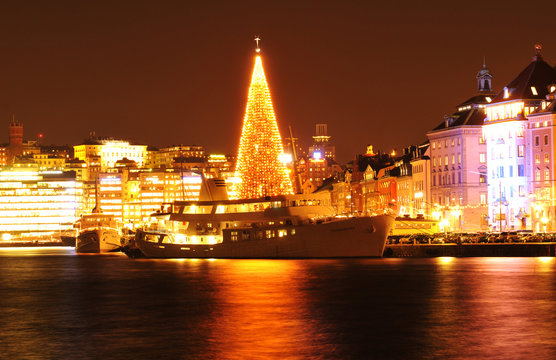 Stockholm skyline at Christmas