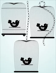 Cercles muraux Oiseaux en cages Silhouette de vecteur de cage à oiseaux