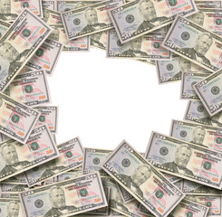 Money on White Floor with Blank Area