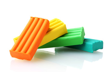 Children bright\ plasticine isolated on white