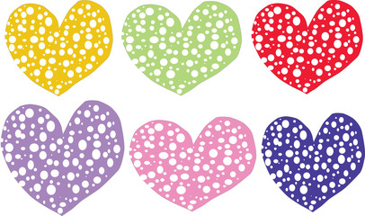 A few hearts are on a white background