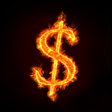 dollar sign in fire