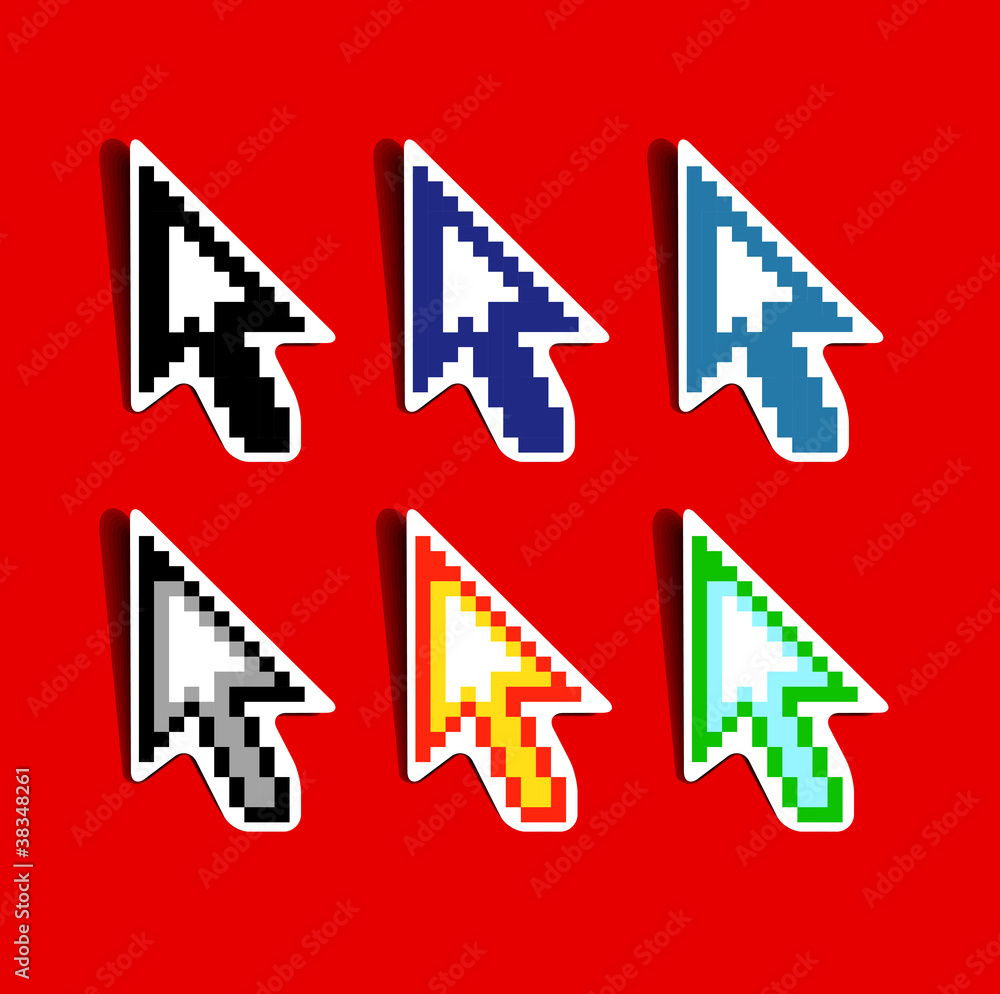 Poster Set of pixeled vector cursors