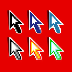 Set of pixeled vector cursors