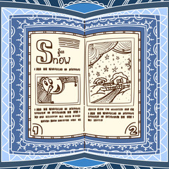 Ornamented magic book with the spell of snow