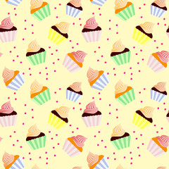 Sweet seamless background with cupcakes