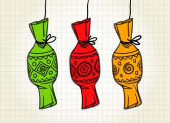 Candy. Drawn by hand, old paper simulation