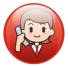 Button-Woman-Cell phone