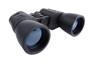 Binoculars in a black plastic case