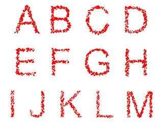 High resolution font set painted by a child