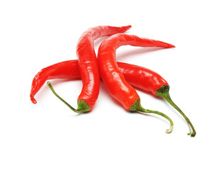 Red hot chilli pepper on white background