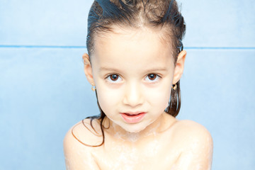 beautyful little girl in the shower