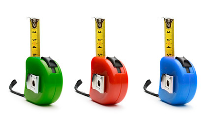 Tape measure on the white background