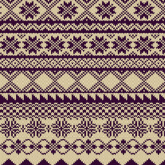 Knitted background with pattern in Fair Isle style