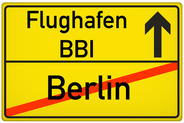Schild Flughafen BBI Berlin