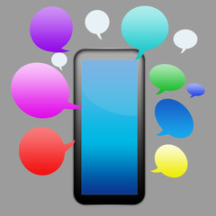 smart phone with speech bubbles