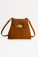 brown leather bag