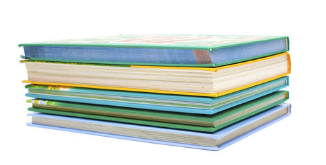stack of colorful books