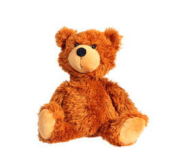 Sitting teddy bear isolated over white with clipping path