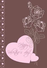 Valentine's day vector greeting card with roses and hearts