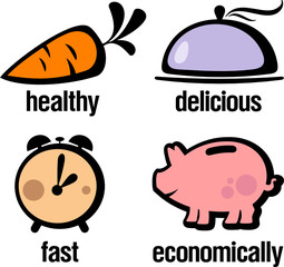 Icons with information for cooking