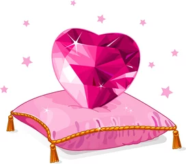Fotobehang Love heart on the pink pillow © Anna Velichkovsky