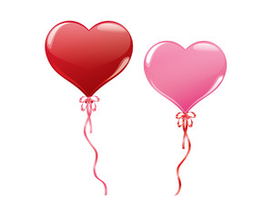 red and pink balloons in heart shape