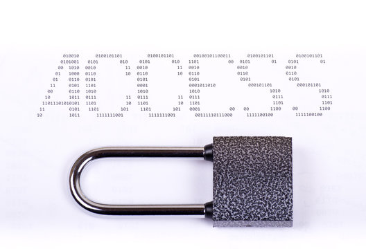 Padlock and inscription ACCESS of zeros and ones