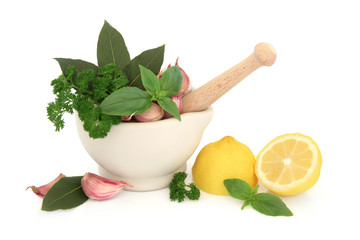 Obraz na płótnie Canvas Fresh Herbs and Lemon