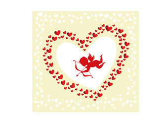 Valentine cupid  on the heart background