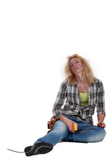 Woman suffering from electric shock
