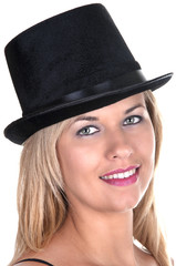 blonde girl with top-hat