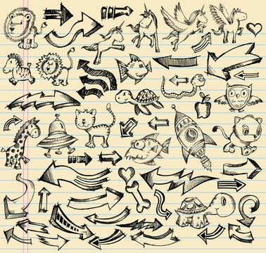 Notebook Doodle Sketch Design Vector Set