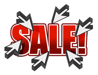 Obraz premium illustration of sale sign and mouse cursors over white