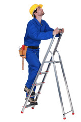 Worker on a stepladder