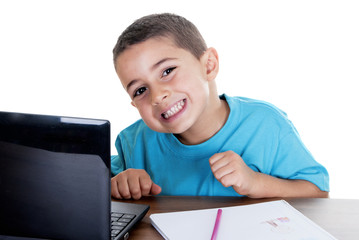 child studying with computer