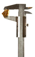 Gold nugget  & calipers