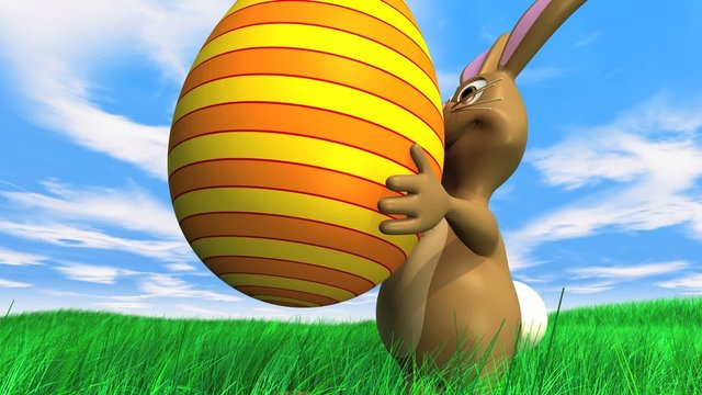 Osterhase schleppt Ei