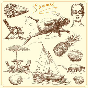 summer-original hand drawn set