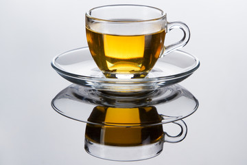 Tea cup with fresh mint leaves
