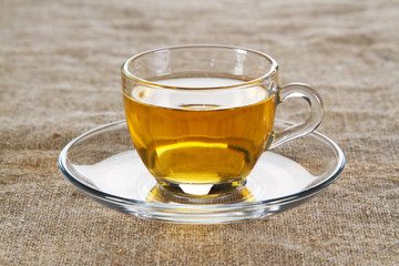 Tea cup with fresh mint leaves
