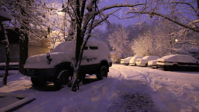 Cars in snowbanks