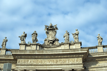 Fototapeta na wymiar Famous colonnade of St. Peter's Basilica in Vatican, Rome, Italy