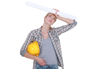 A tired female architect.