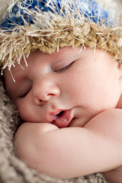 Close up of sleeping newborn baby