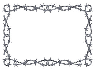 barbed wire frame vector - obrazy, fototapety, plakaty