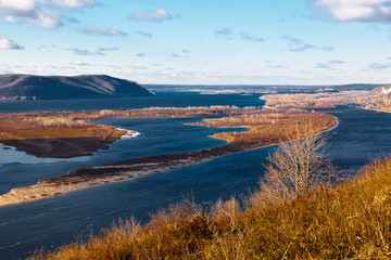 Pabaromic View of Volga River Bend near Samara, Russia